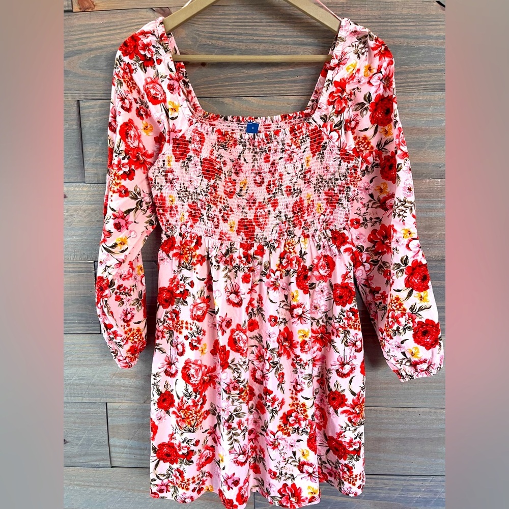 SPRING FLORAL MILKMAID COQUETTE STYLE BABY DOLL PEASANT DRESS